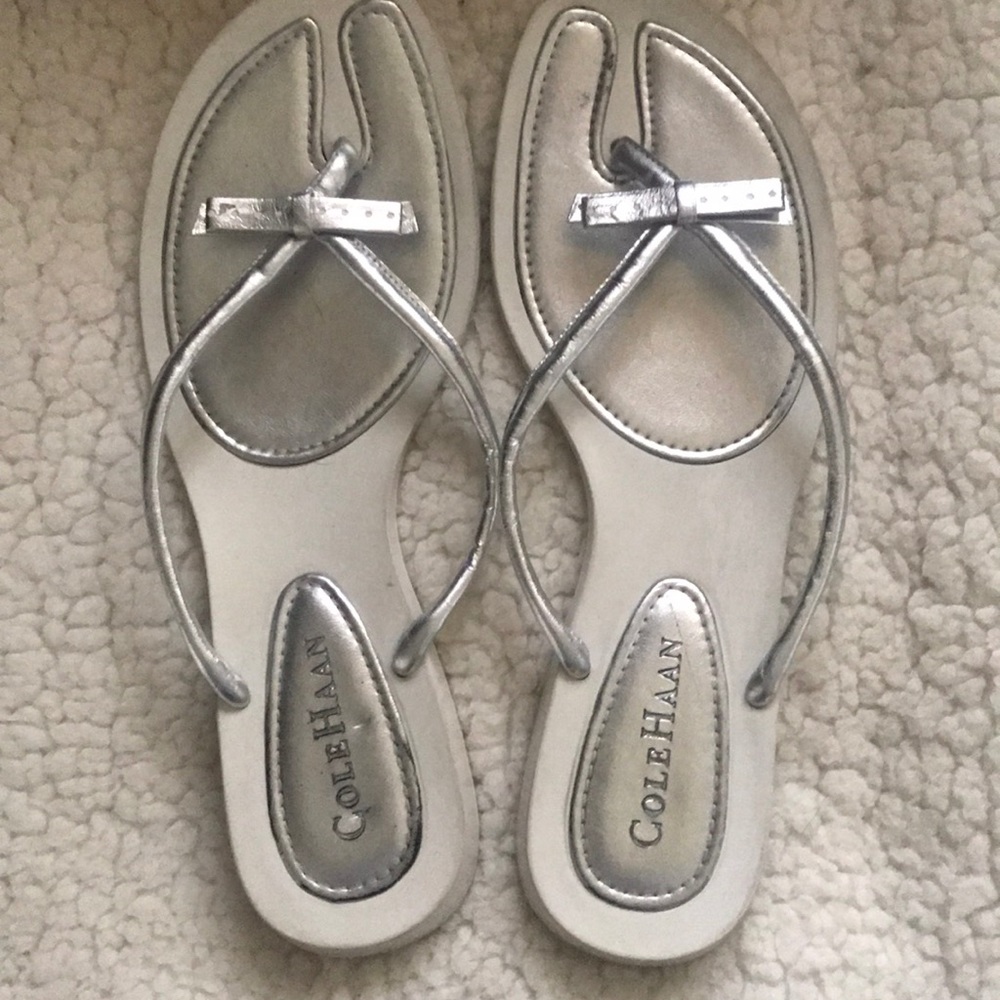Cole Haan  silver  and white sandals